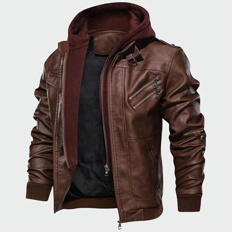 2021 Removable Hood New Coat Men's Leather Jackets Autumn Casual Motorcycle PU Jacket Biker Leather Coats Jacket Brand Clothing (3)