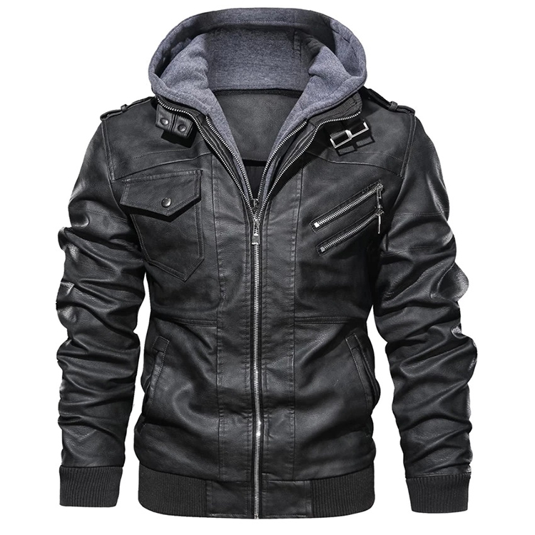 2021 Removable Hood New Coat Men's Leather Jackets Autumn Casual Motorcycle PU Jacket Biker Leather Coats Jacket Brand Clothing-4